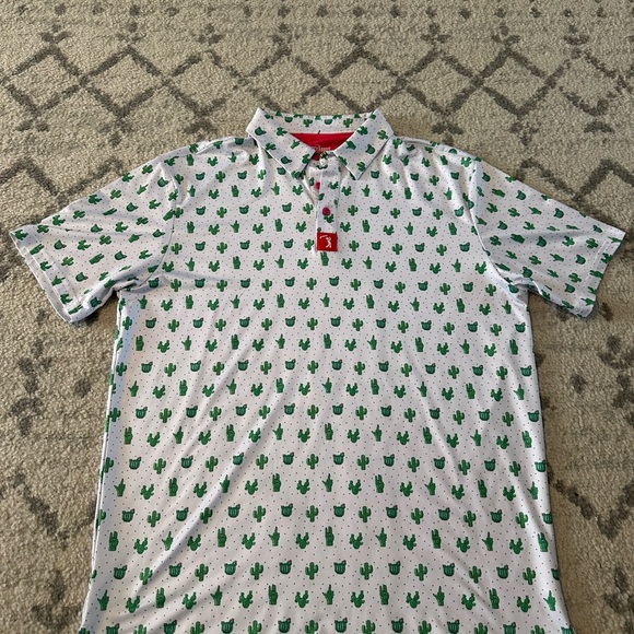Bogey Bros Prick-ly PearCactus Print Men’s L Golf Polo - Picture 1 of 16